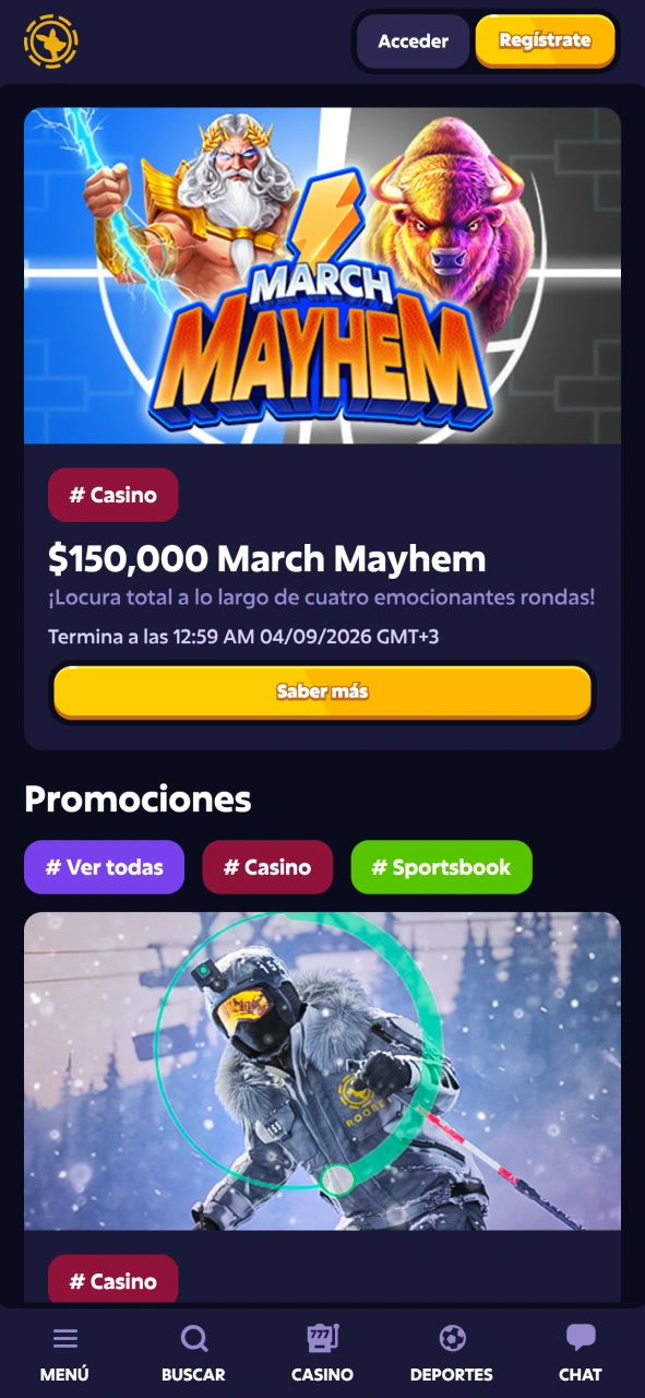 Vea nuevos bonos en la página de promoción de la aplicación Roobet.