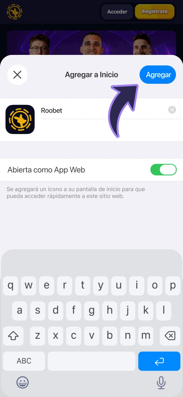 Añade la aplicación Roobet iOS PWA a tu pantalla de inicio y empieza a jugar.