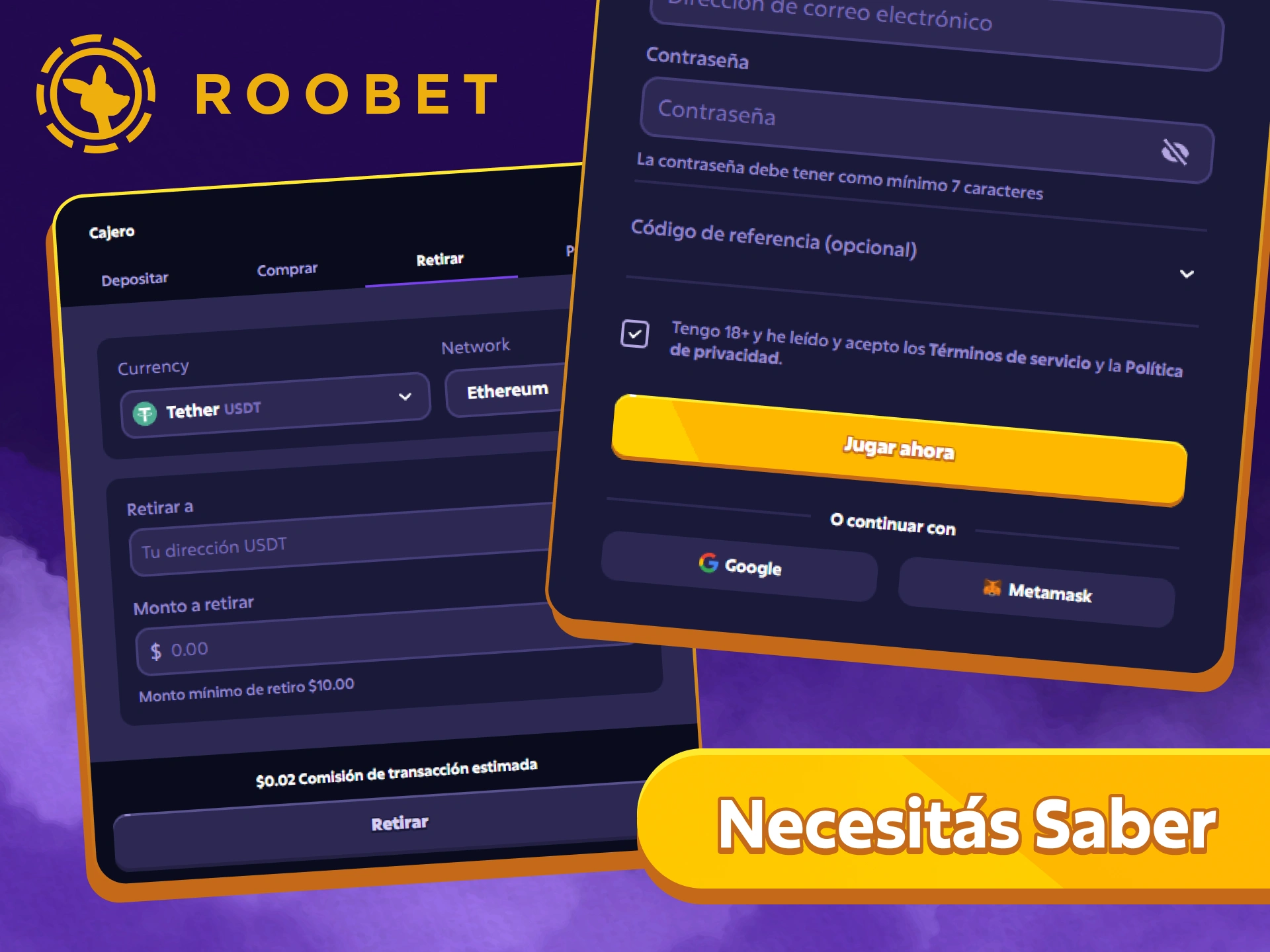 Lea sobre los requisitos de registro de Roobet y otras notas importantes.