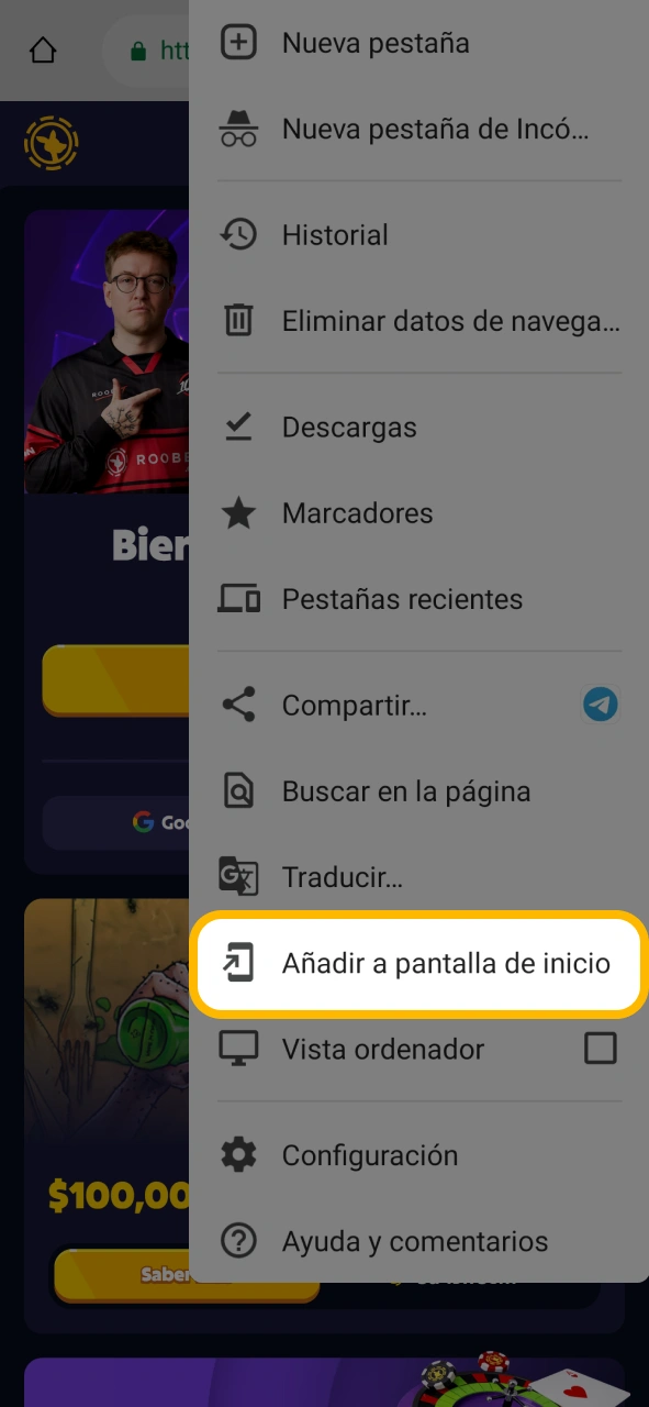 Descarga la aplicación PWA para Android para jugar a Roobet Aviator.