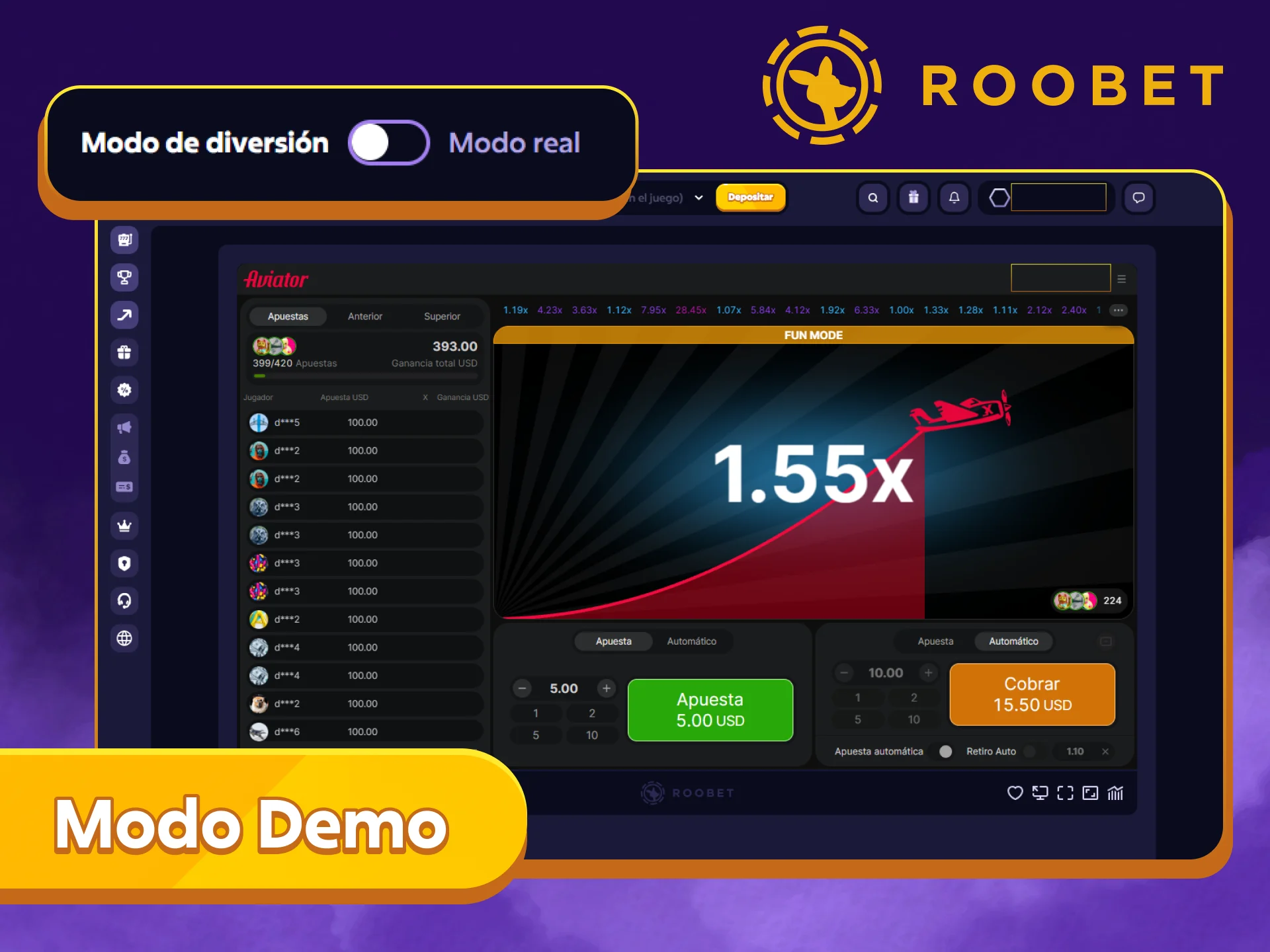 Probá el modo demo de Aviator en Roobet Argentina sin arriesgar.