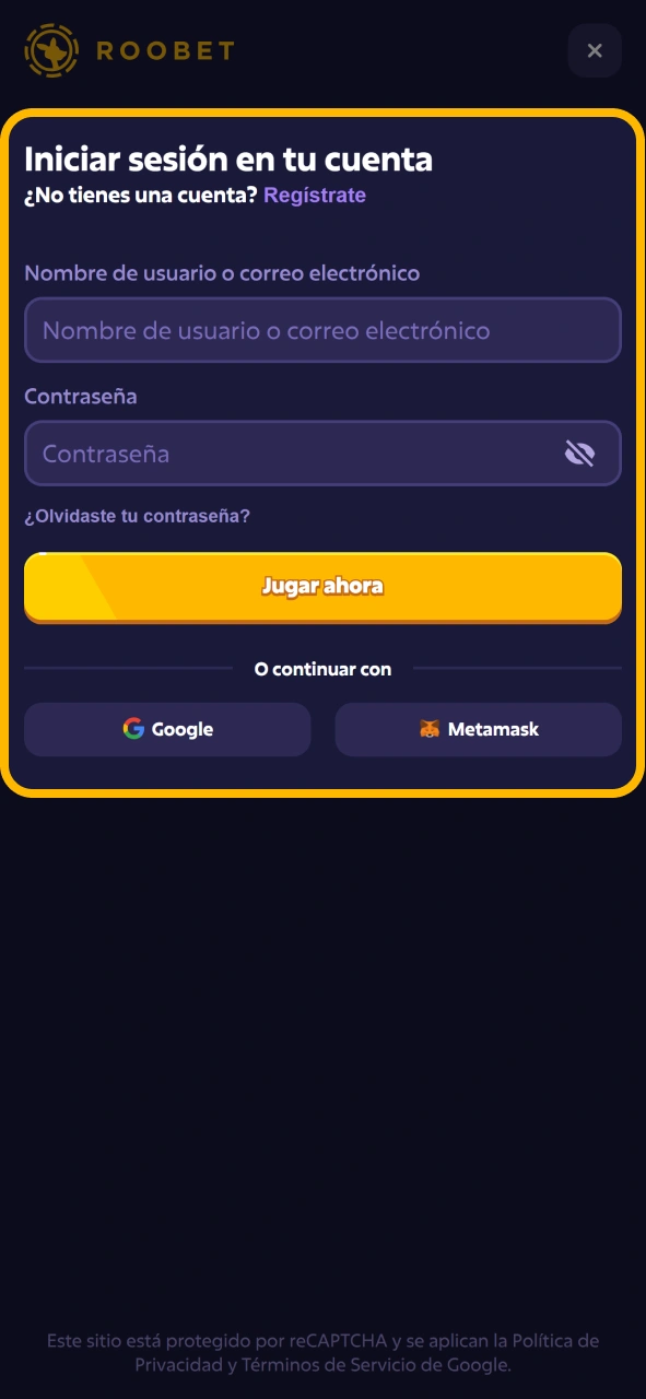Inicia sesión y empieza a jugar a Aviator en la aplicación Roobet para iOS.