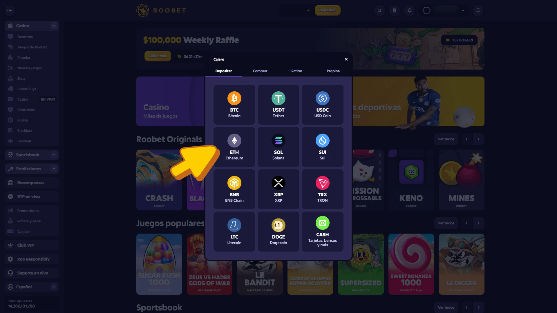 Realiza tu primer depósito para apostar en baloncesto en Roobet Sportsbook.