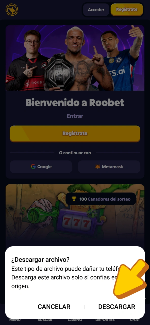 Descarga la aplicación Roobet para apostar en baloncesto desde tu teléfono.