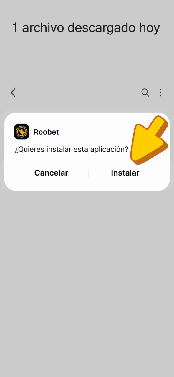 Instala la aplicación de apuestas de baloncesto Roobet para Android que has descargado.