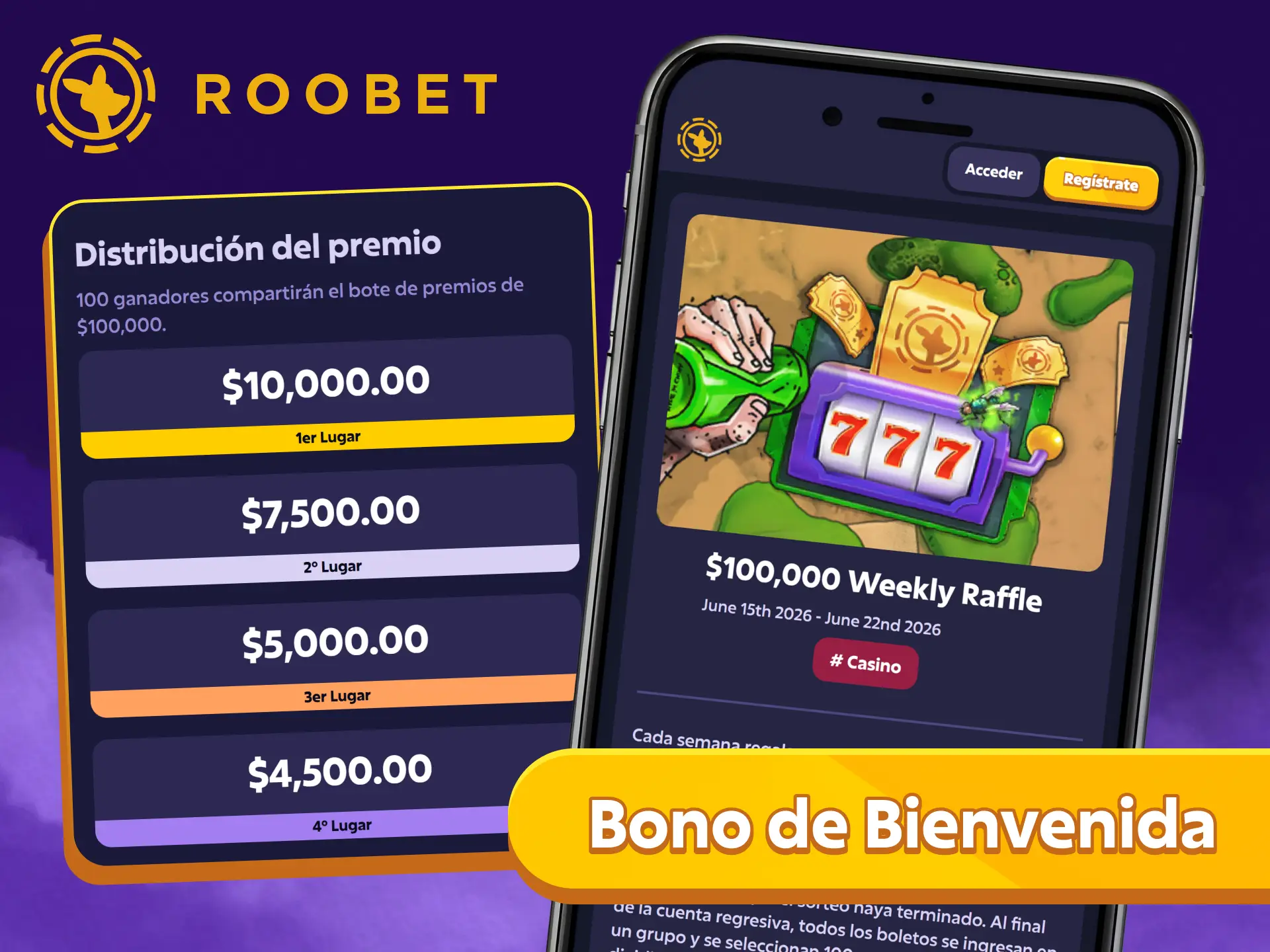 Disfruta del bono de bienvenida con la aplicación móvil oficial de Roobet.