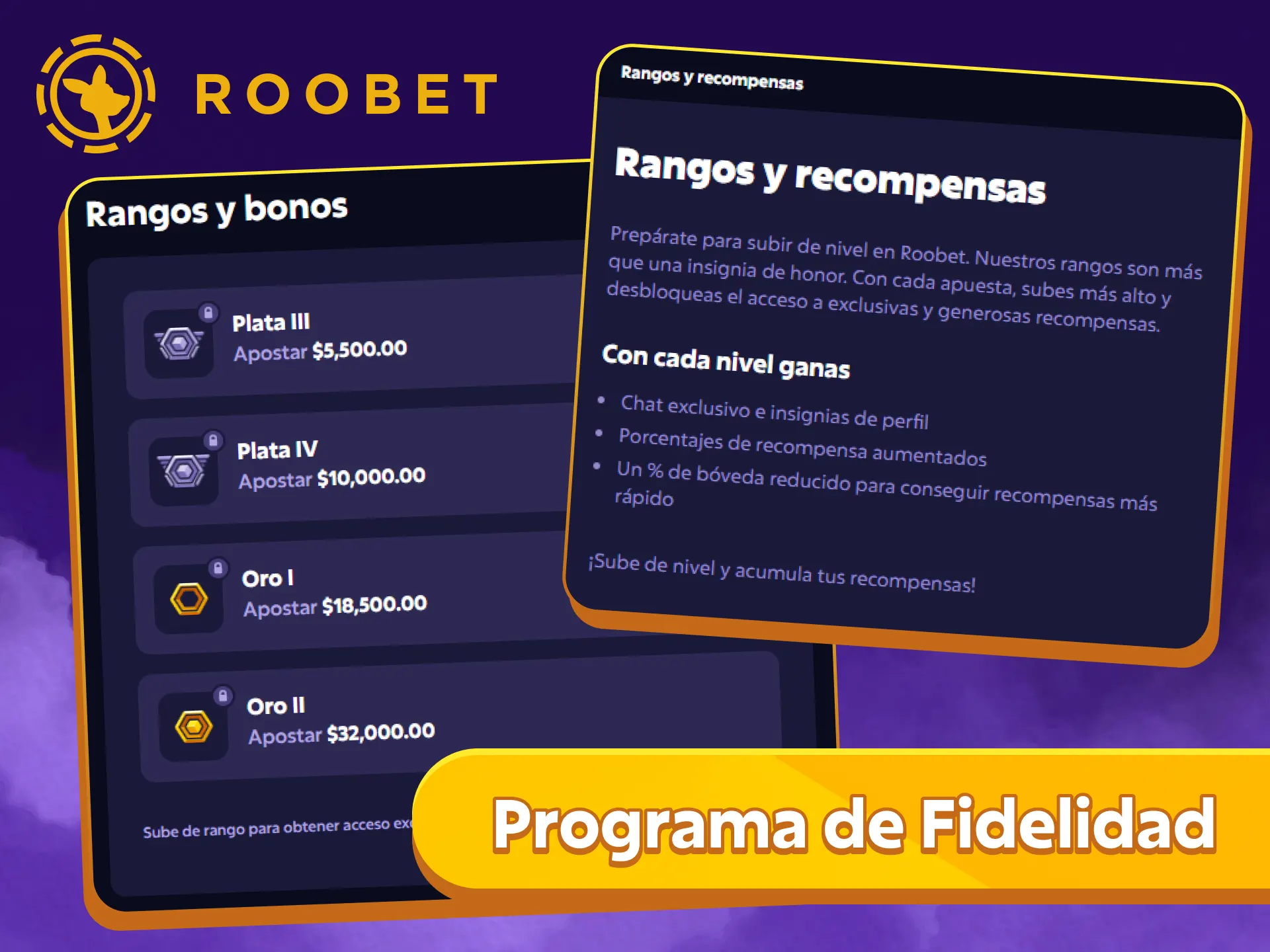 Únete al programa de fidelidad de Roobet y recibe recompensas exclusivas por tus apuestas.
