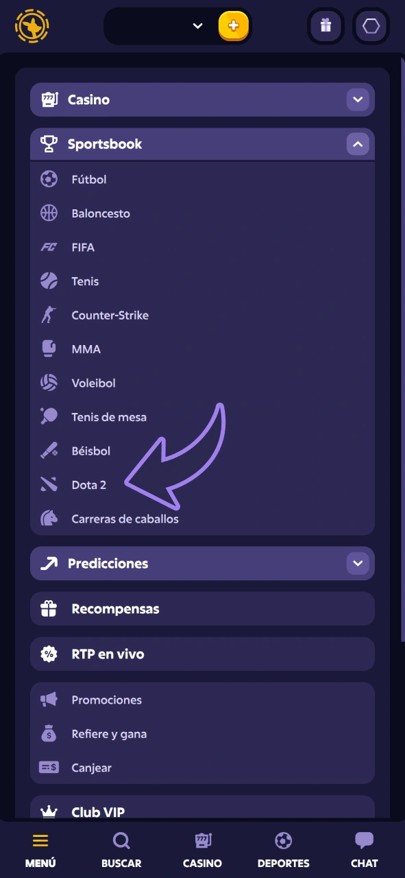 Encuentra Dota 2 en la casa de apuestas Roobet.