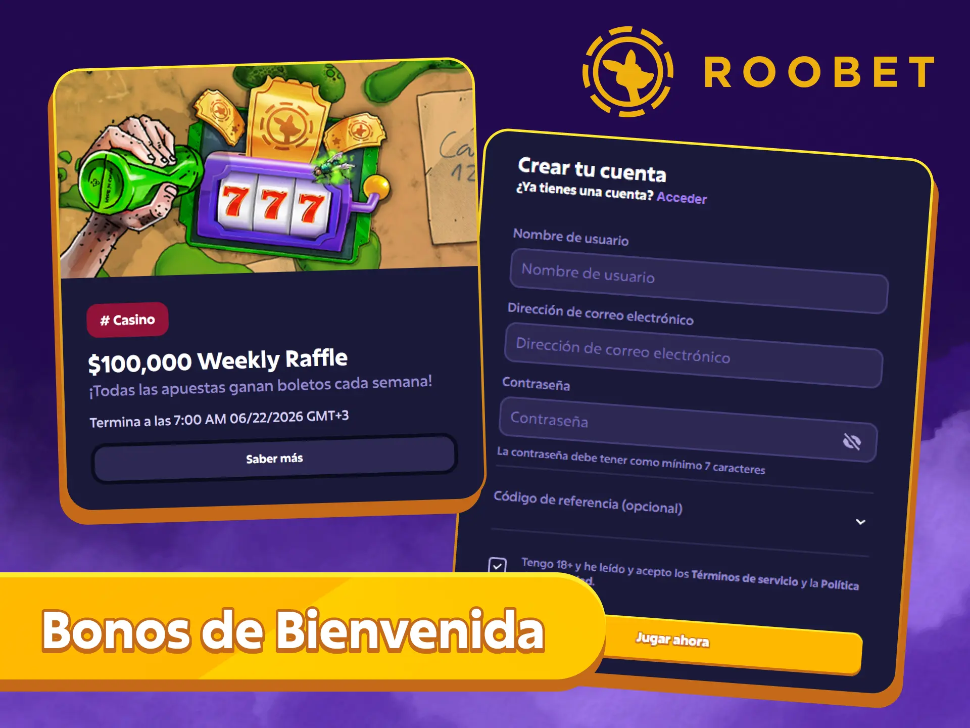 Reclamá tus bonos de bienvenida para apostar en Esports con Roobet Argentina.