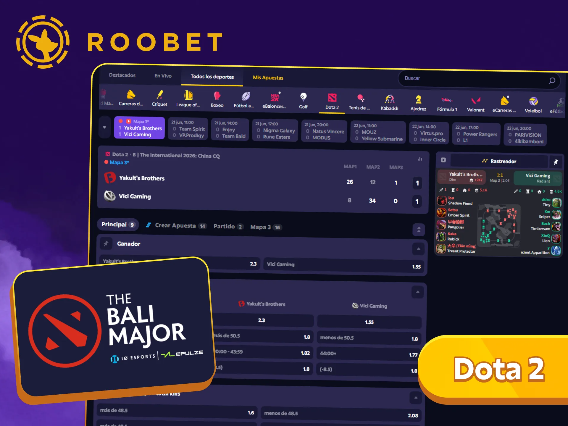 Disfrutá de la acción y apostá en Dota 2 con Roobet.