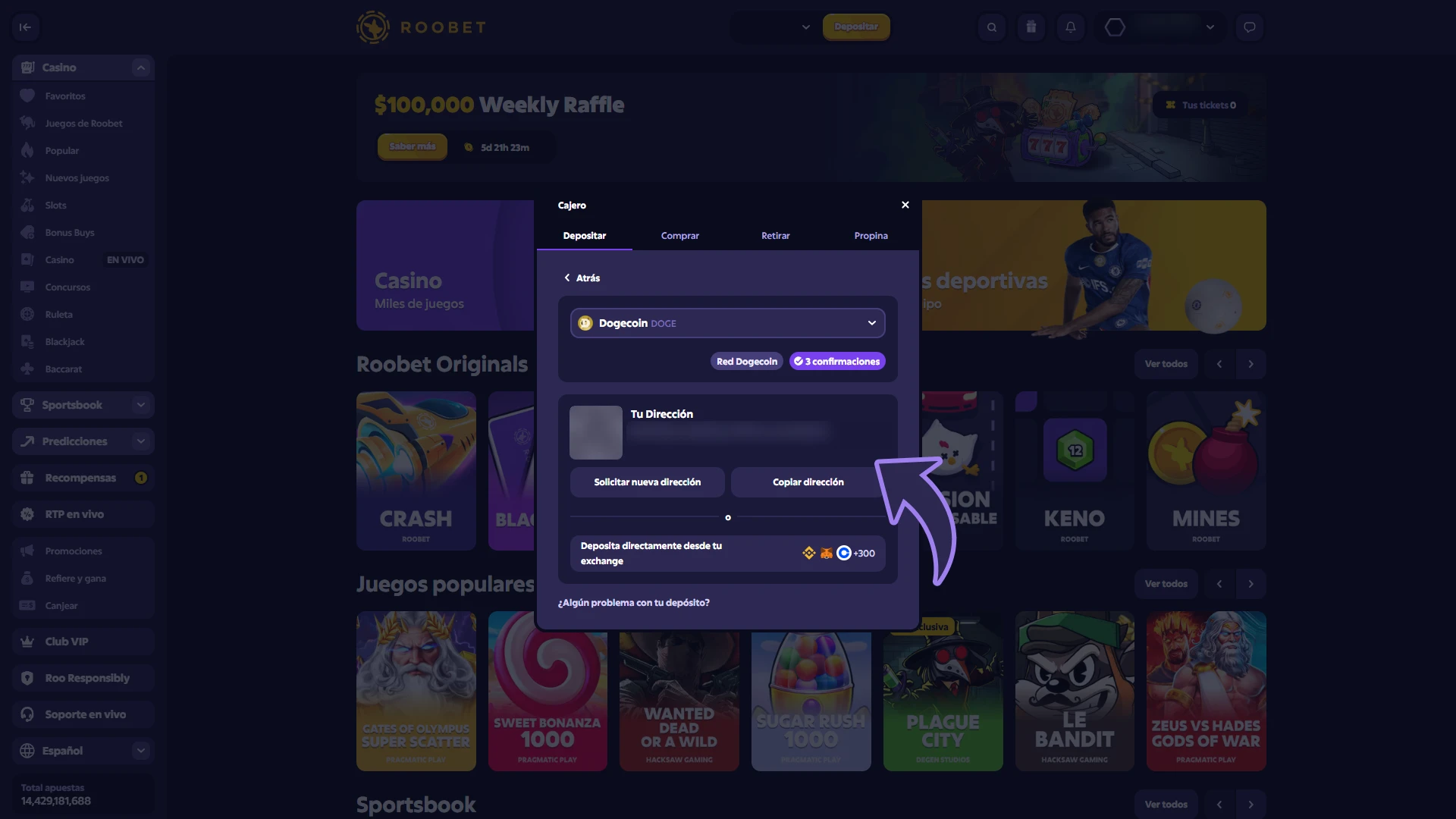 Deposita fondos para apostar en la Fórmula 1 en Roobet.
