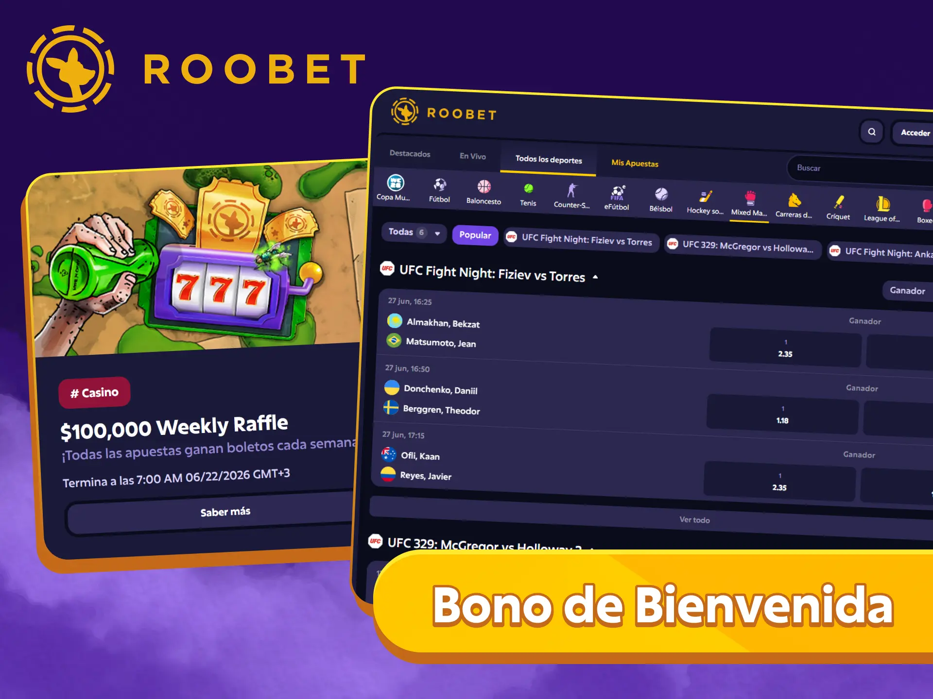 Aprovecha la oportunidad de ganar grandes premios en efectivo con las apuestas de MMA y el bono de bienvenida de Roobet.
