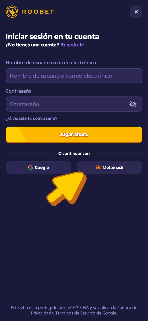 Crea una cuenta para jugar a las tragamonedas en Roobet.