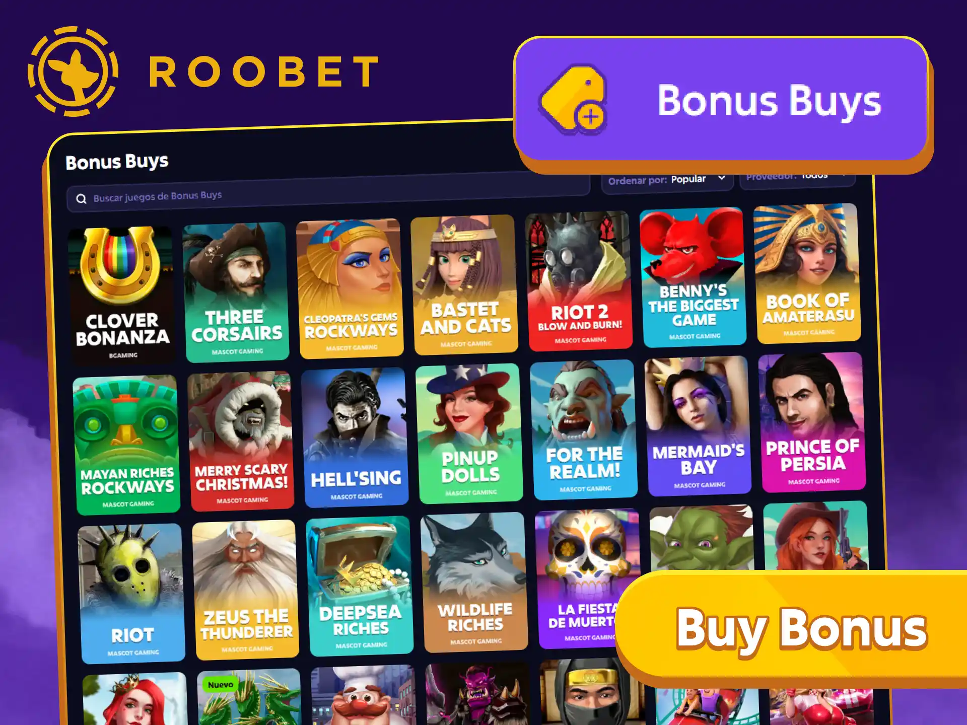 Accedé directamente a las rondas especiales usando el Buy Bonus en Roobet.