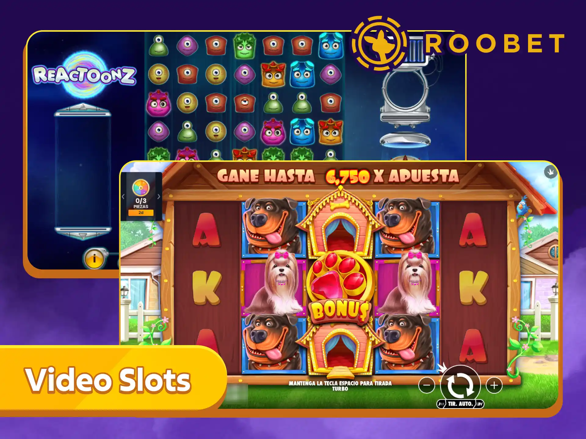 Disfrutá de los gráficos modernos en las video slots de Roobet.