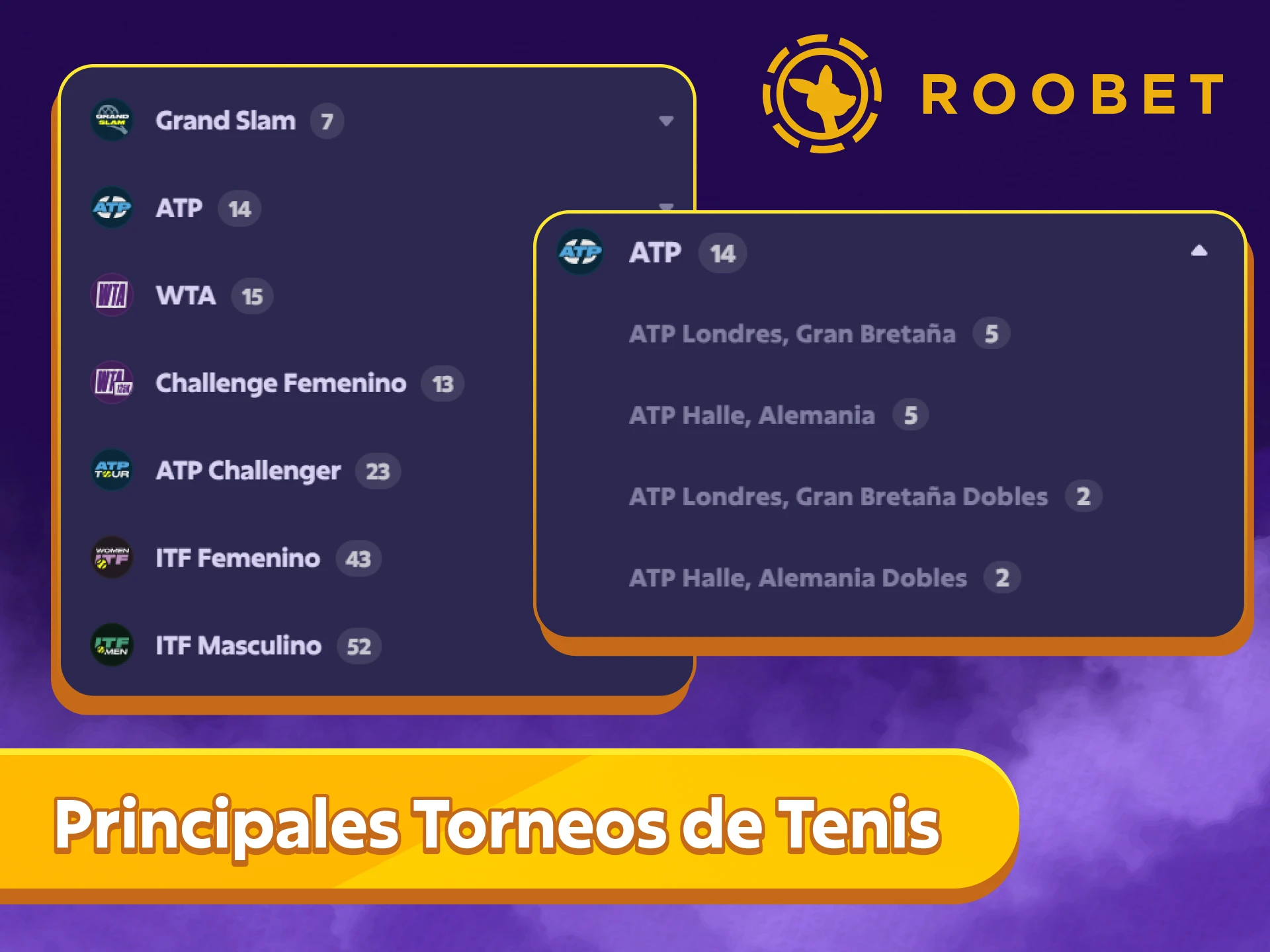 Apuesta en los grandes torneos de tenis en Roobet Sportsbook.
